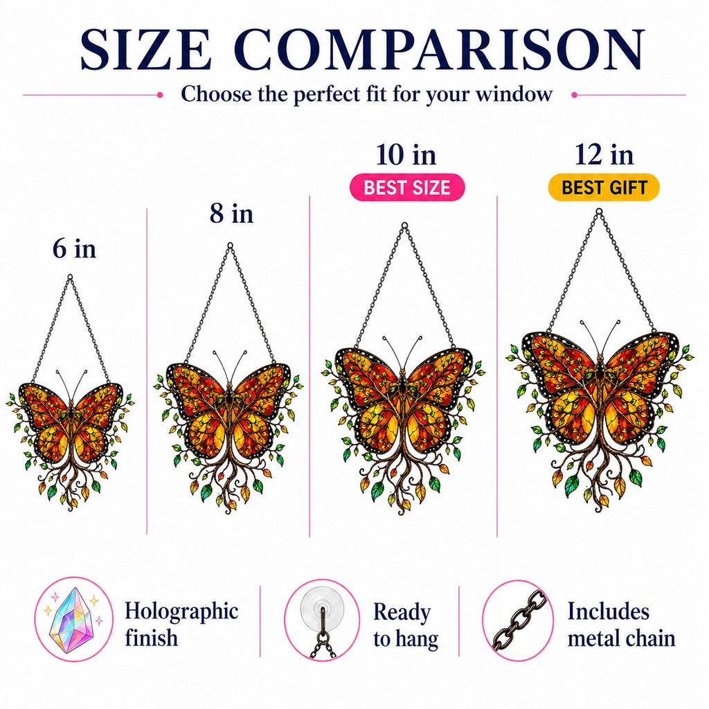 Monarch Butterfly Tree of Life Holographic Acrylic Suncatcher
