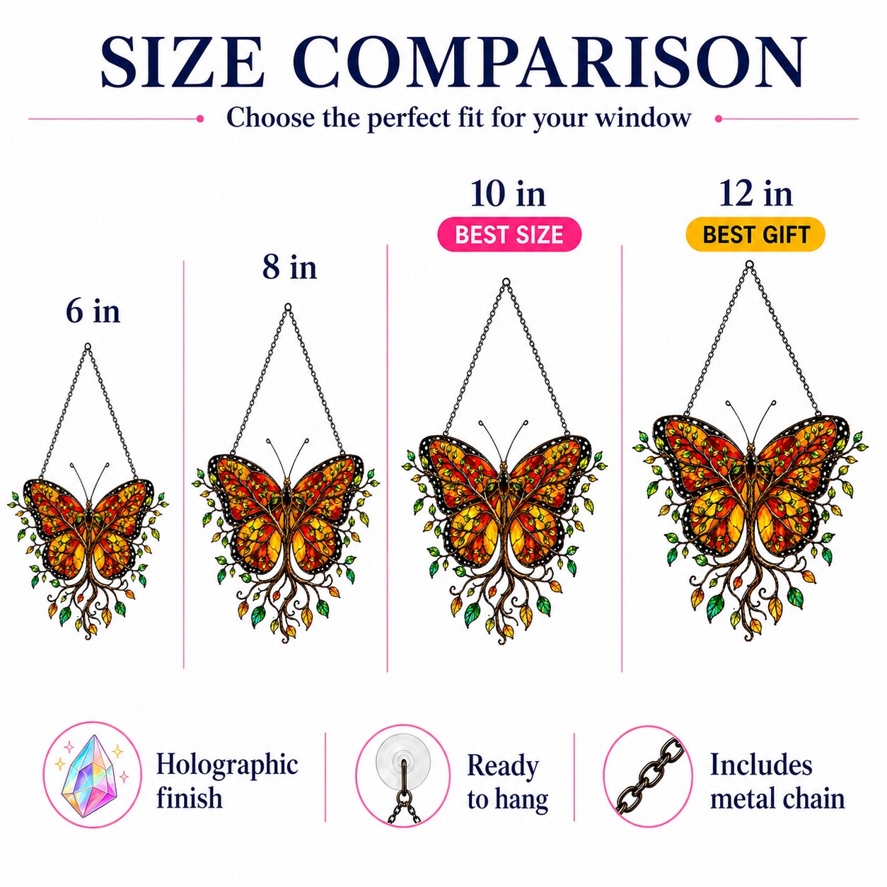 Monarch Butterfly Tree of Life Holographic Acrylic Suncatcher