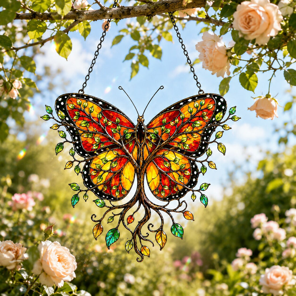 Monarch Butterfly Tree of Life Holographic Acrylic Suncatcher