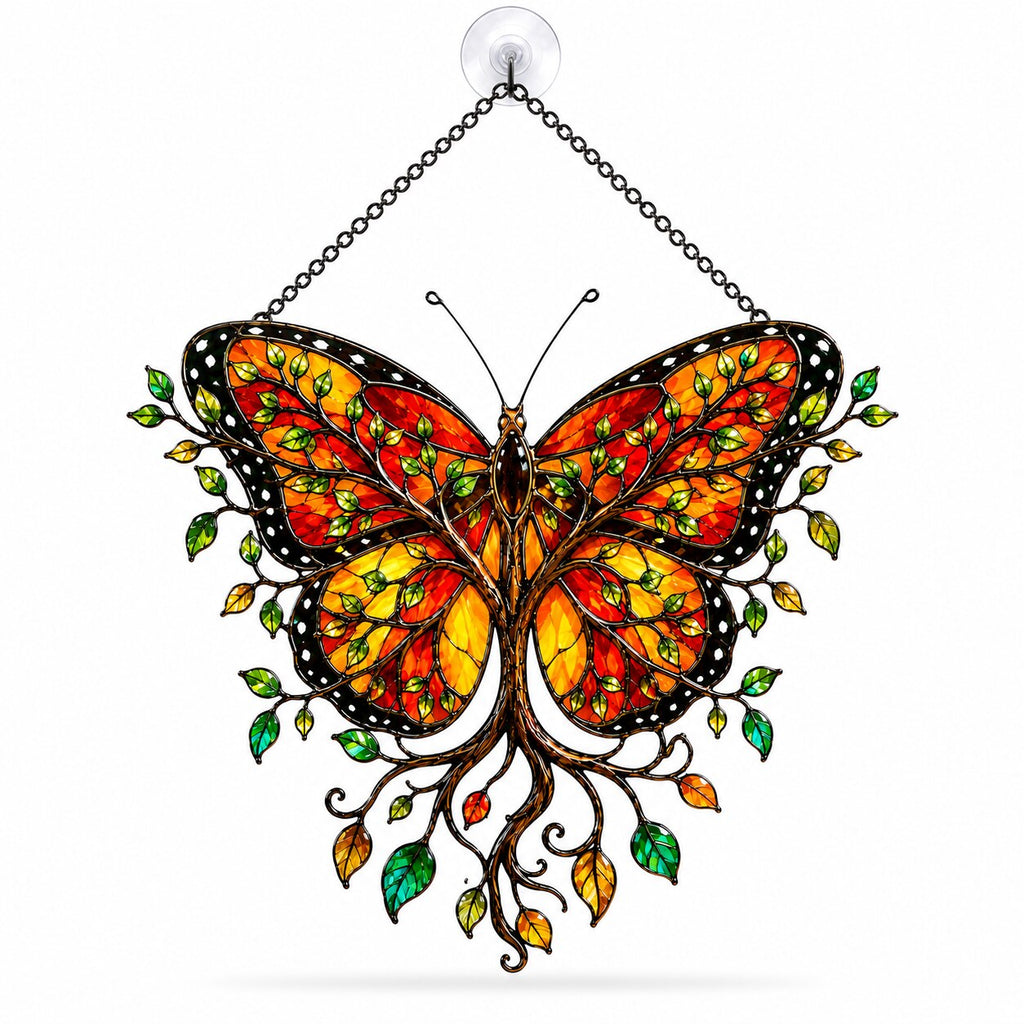 Monarch Butterfly Tree of Life Holographic Acrylic Suncatcher