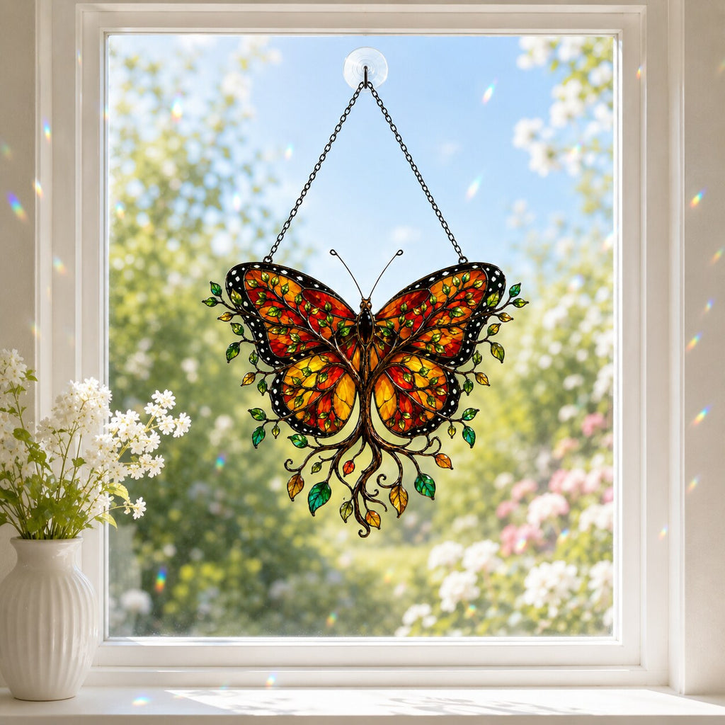 Monarch Butterfly Tree of Life Holographic Acrylic Suncatcher