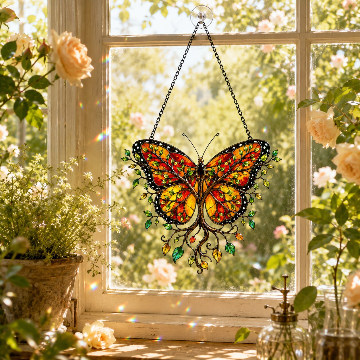 Monarch Butterfly Tree of Life Holographic Acrylic Suncatcher