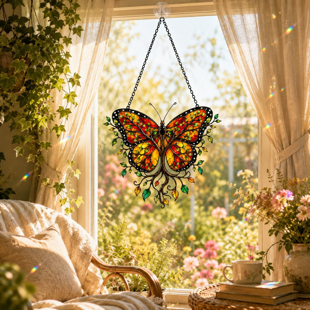 Monarch Butterfly Tree of Life Holographic Acrylic Suncatcher