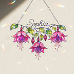 Personalized Pink Fuchsia Flower Holographic Acrylic Suncatcher