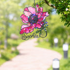 Personalized Pink Anemone Flower Holographic Acrylic Suncatcher