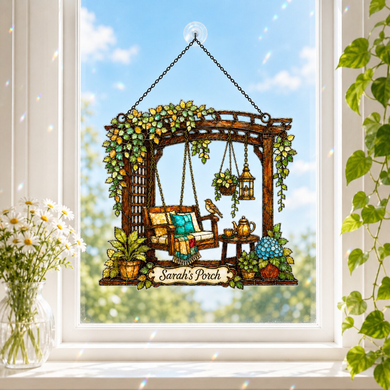 Autumn Tree of Life Crescent Moon Holographic Acrylic Suncatcher