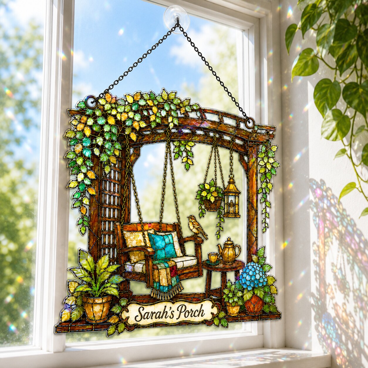 Autumn Tree of Life Crescent Moon Holographic Acrylic Suncatcher