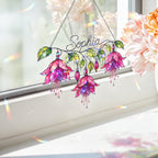 Personalized Pink Fuchsia Flower Holographic Acrylic Suncatcher