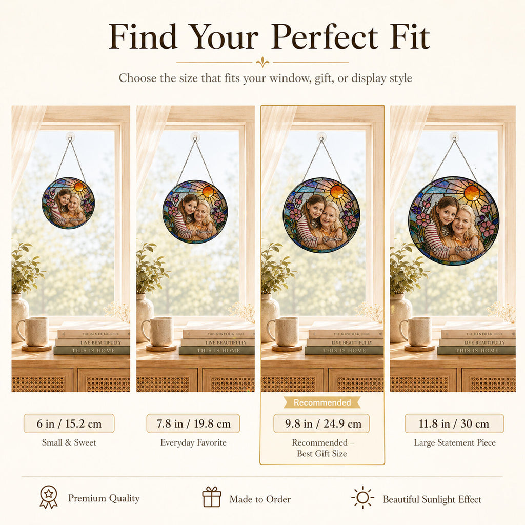Personalized Blossom Sunrise Photo Stained Glass Suncatcher