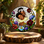 Personalized Wildflower Photo Stained Glass Suncatcher