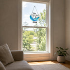 Personalized Penguin Couple Ocean Wave Holographic Acrylic Suncatcher