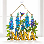 Personalized NANA Bluebonnet Hummingbird Holographic Acrylic Suncatcher