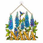Personalized NANA Bluebonnet Hummingbird Holographic Acrylic Suncatcher
