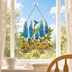 Personalized NANA Bluebonnet Hummingbird Holographic Acrylic Suncatcher