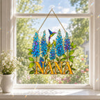 Personalized NANA Bluebonnet Hummingbird Holographic Acrylic Suncatcher