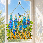 Personalized NANA Bluebonnet Hummingbird Holographic Acrylic Suncatcher