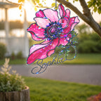 Personalized Pink Anemone Flower Holographic Acrylic Suncatcher