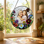 Personalized Wildflower Photo Stained Glass Suncatcher