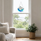 Personalized Penguin Couple Ocean Wave Holographic Acrylic Suncatcher