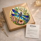 Dragonfly Floral Stained Glass Suncatcher