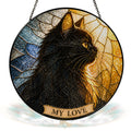 Black Cat Memorial Stained Glass Suncatcher