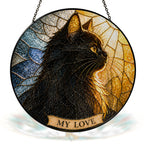 Black Cat Memorial Stained Glass Suncatcher
