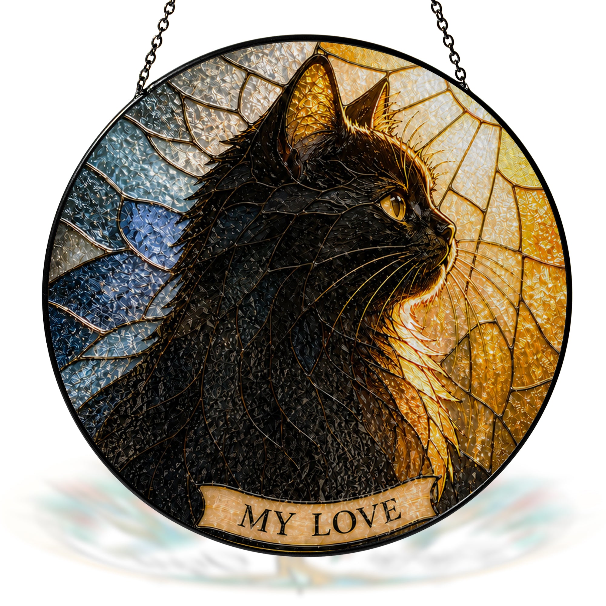 Black Cat Memorial Stained Glass Suncatcher