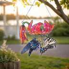 Swallowtail Butterflies & Tiger Lily Holographic Acrylic Suncatcher