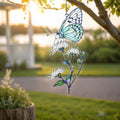 Mint Butterfly & White Blossom Holographic Acrylic Suncatcher