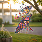 Monarch Butterflies & Berry Branch Holographic Acrylic Suncatcher