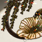 Bee Stained Glass Suncatcher with Flower and Crystal