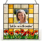 Personalized Memorial Photo Suncatcher – Look For Me In The Sunshine Cardinal &amp; Poppies