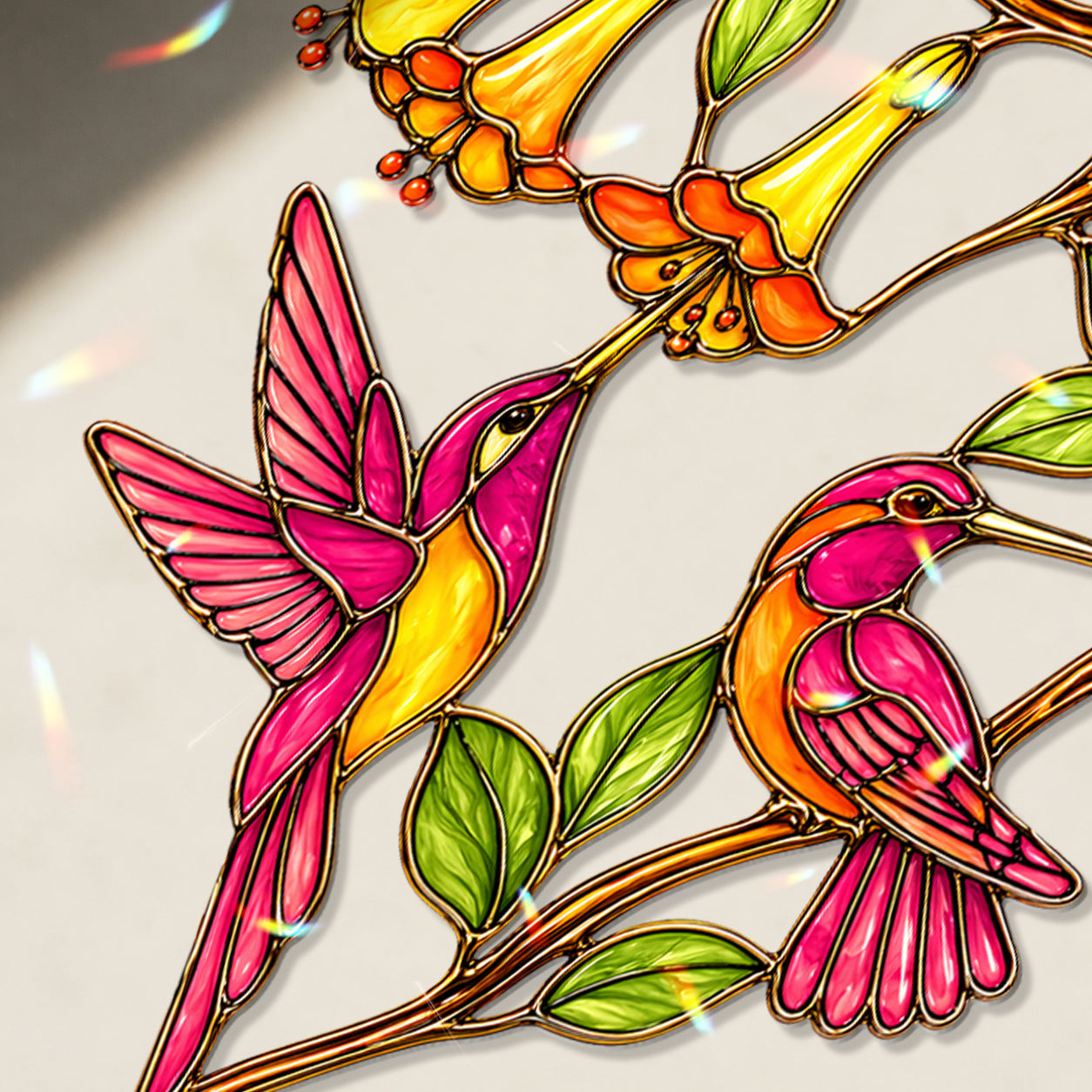Hummingbird Suncatcher Flower Sun Catcher Decor for Window Garden