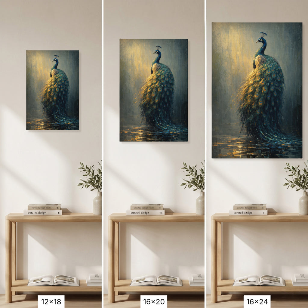 Peacock Canvas Wall Art Moody Peacock Painting
