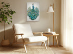 Peacock Canvas Wall Art Teal Blue Green Painting