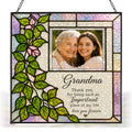 Personalized Grandma Photo Suncatcher – Thank You Grandma Floral Stained Glass Gift