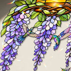Stained Glass Hummingbird Suncatcher Window Hanging , Colorful Rainbow Window Decor