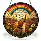Personalized Rainbow Bridge Dog Memorial Stained Glass Suncatcher