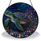 Sea Turtle Window Suncatcher – Coastal Stained Glass Ocean Decor