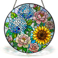 Hydrangea Sunflower Rose Stained Glass Suncatcher