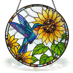 Hummingbird Sunflower Stained Glass Suncatcher