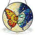Butterfly Sun & Moon Stained Glass Suncatcher