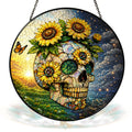 Sunflower Skull Stained Glass Suncatcher