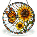Monarch Sunflower Stained Glass Suncatcher
