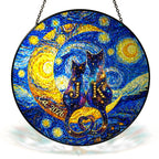 Custom Cat Couple Stained Glass Suncatcher