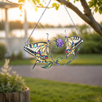 Twin Swallowtail Butterflies & Purple Clover Holographic Acrylic Suncatcher
