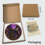 Celestial cat and purple moon stained glass suncatcher gift box packaging