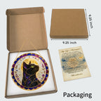 Mystical cat moon mandala stained glass suncatcher gift box packaging