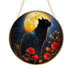 Black cat full moon stained glass suncatcher gift box packaging