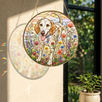 Dog & Wildflowers Stained Glass Suncatcher